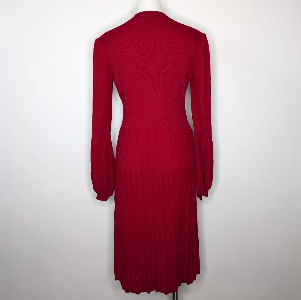Draper James Women's Red Knit Dress Elegant Sweater Dress - Picture 5 of 8